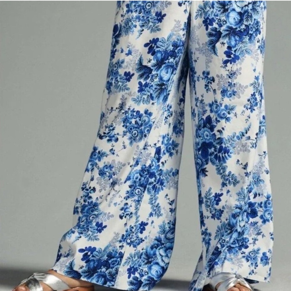 Maeve Blue and White Floral Trousers